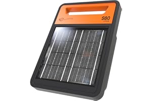 Gallagher S80 Solar Electric Fence Charger | Powers Up to 25 Miles of Electric Fencing | Lithium Battery Technology | 0.8 Joule Solar Energizer for Poultry, Livestock, Gardens, and Wildlife Exclusion
