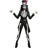 Womens Voodoo Skeleton Halloween Costume | Adult Ancient Witch Doctor Complete Outfit for Themed Parties and Cosplay