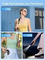 JISULIFE 3-in-1 Mini Handheld Fan, USB Rechargeable, Power Bank, Flashlight view 2