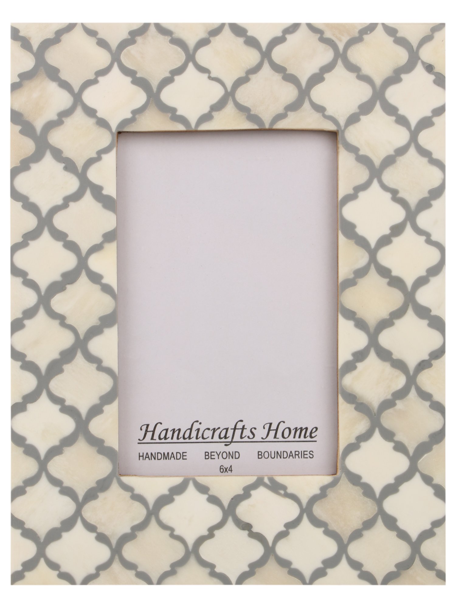 Handicrafts Home Handmade Decorative 5x7 Picture Frame | Unique Boho Chic Home Decor | Moroccan Art Inspired Grey Photo Frame for Wall & Tabletop, Colorful Frames for Living Room, Office Decor & Gift