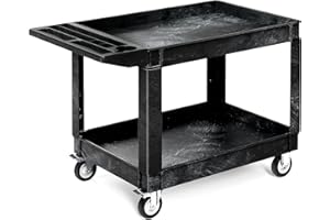 YITAHOME Utility Cart,550 lbs Capacity, 45 x 25 Inch Heavy Duty Plastic Service Cart with Wheels, 2 Shelf Rolling Storage Wor