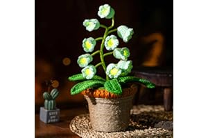 ANZRLE Lily of The Valley Lamp, Crochet Artificial Flowers with Night Lights, Cordless Table Lamp - Women Gift Ideas for Christmas Valentine Mother's Day, Desk Home Decorations (Green)