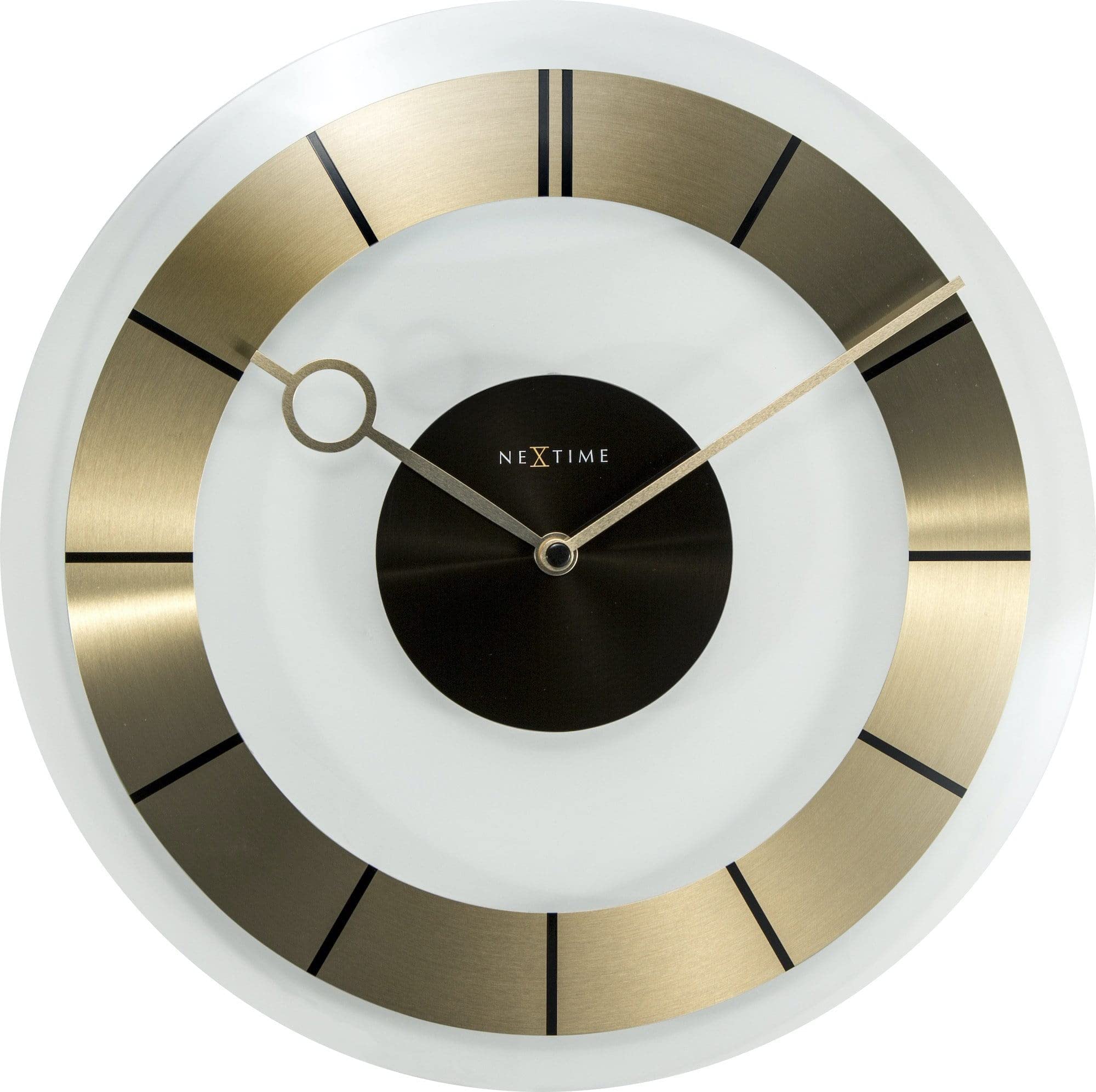 NeXtime - Wall clock – Ø 31 cm - Glass - Gold - 'Retro'