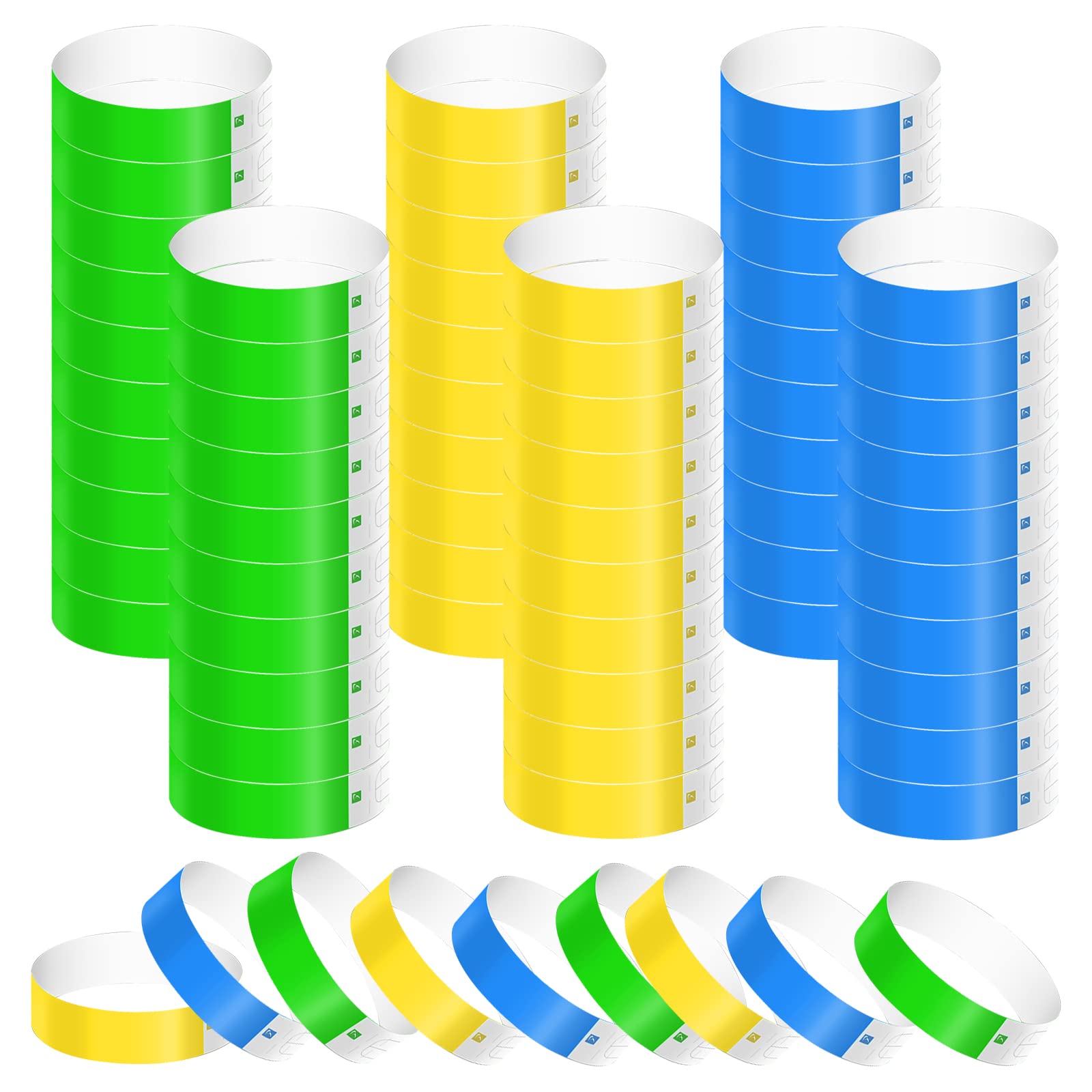 KINBOM 600pcs Neon Wristbands, Waterproof Paper Bracelets Event Wristbands Colorful Wrist Party Bands Armbands for Events Party Festivals Concerts and Fairs(Green, Yellow, Blue)