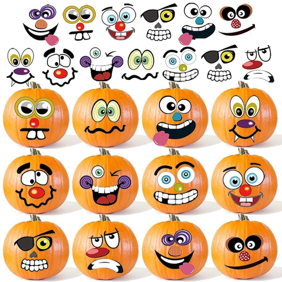 Photo 1 of 36 Pack Halloween Pumpkin Decorating Stickers Mini Make 36 Small Pumpkin Face Stickers for Halloween Kids Toddlers Party Favors Treats Sticker Gifts 18 Sheets, Pumpkins not Included