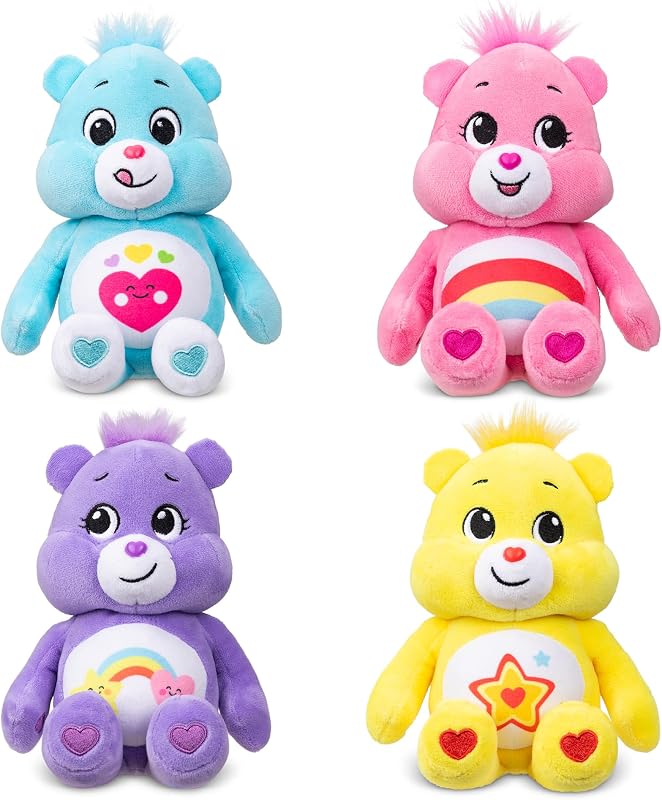 Care Bears Basic Fun Treasure Box: Conjunto de 4 peluches de chapéu, macios e fofinhos, para colecionar e brincar, adequado para rapazes e raparigas a partir dos 3 anos, 36,83 cm
