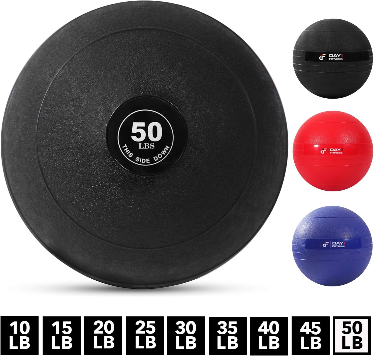 Weighted Slam Ball by Day 1 Fitness – 50 lbs - No Bounce Medicine Ball - Gym Equipment Accessories for High Intensity Exercise, Functional Strength Training, Cardio, CrossFit : Sports & Outdoors