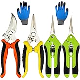 Pruning Shears, 5 Pack Garden Shears with Gardening gloves, Clippers Handheld, Stainless Steel Garden Snips, Lengnoyp Pruners