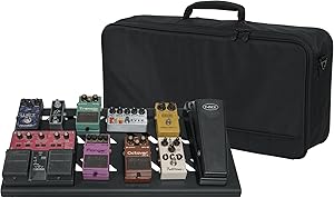 Gator Großes Pedalboard aus Aluminium mit Tragetasche – 60,3 x 27 cm Fläche – Inkl. Klettband & Universalhalterung für Netzteile (GPB-BAK-1), Schwarz