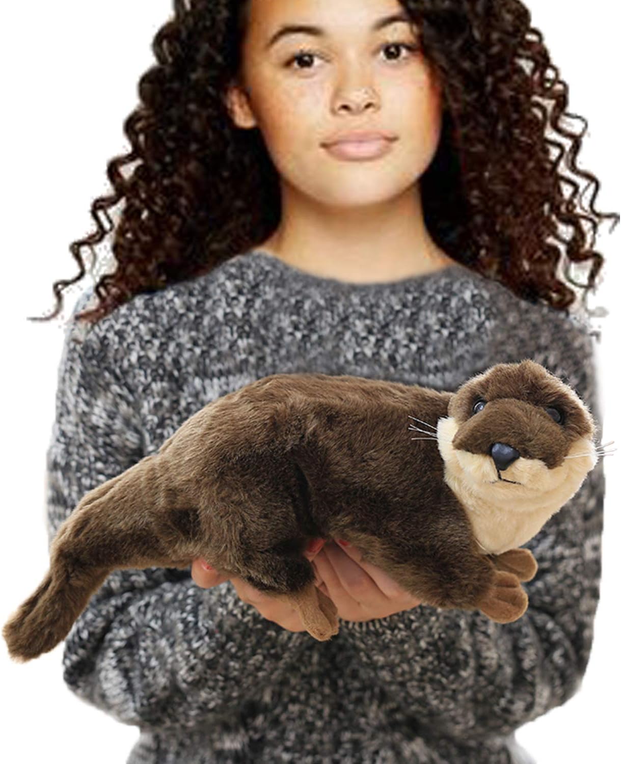 Lifelike Sea Otter Plush Stuffed Ocean Animals, 15.7Inch Realistic Brown American River Otter, Kids Children Zoo Animal Family Collection Gifts