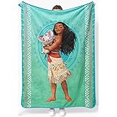 Jay Franco Plush Throw Blanket – 46" x 60" Inches Kids Hero Soft & Cozy Fleece Throw for Bedroom & Couch Décor, Official Licensed Product, Teal - Moana