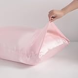 NTBAY Silk Satin Pillowcases 2 Pack 50x90 cm Light Pink Envelope Closure view 2