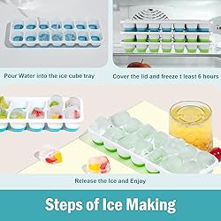 Ice Cube Trays for Freezer - 3 Pack 42 Cubes, Easy