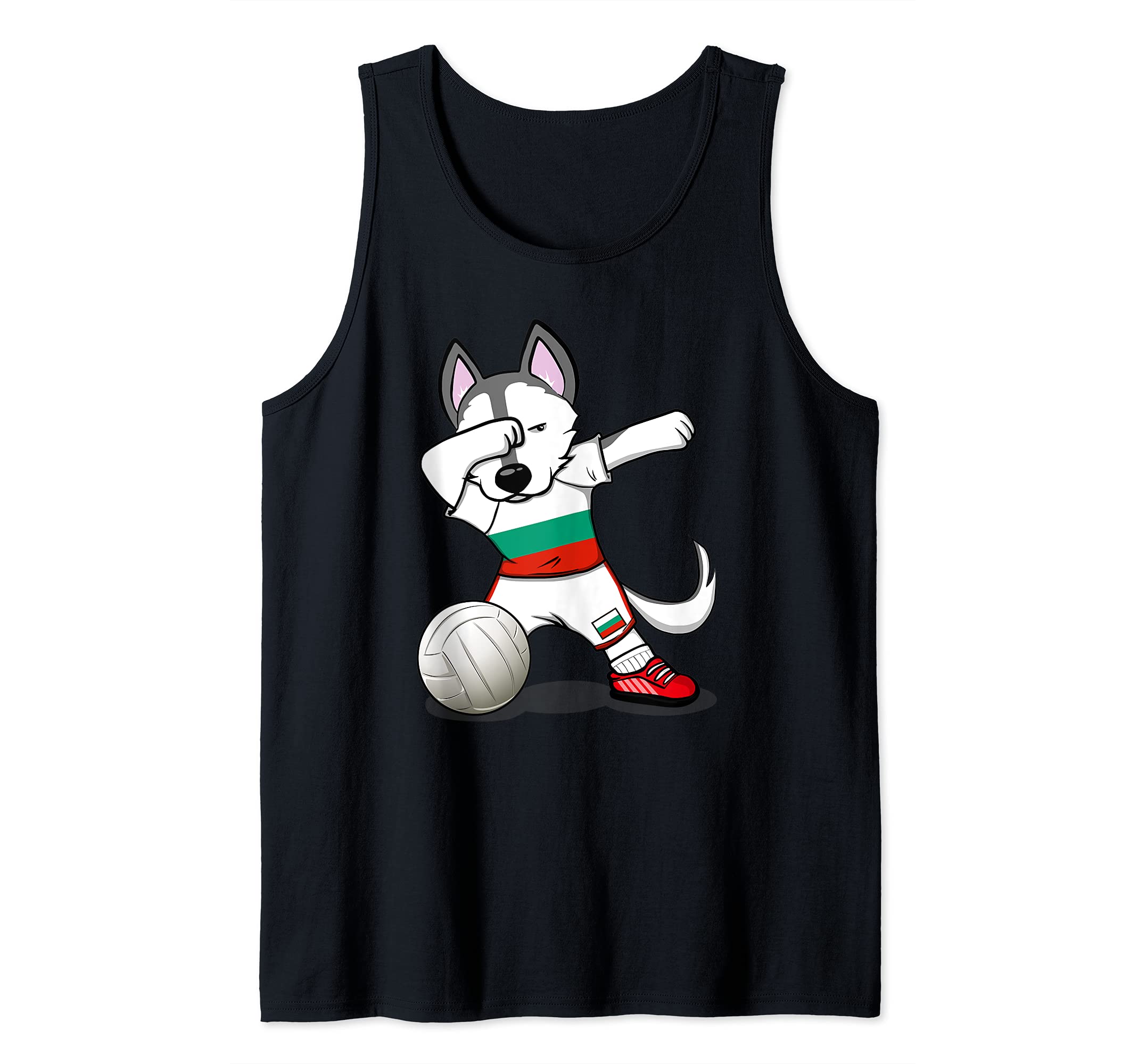 Dabbing Husky Bulgaria Volleyball Fans Jersey Bulgarian Flag Tank Top