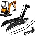 VORGENS Mini Excavators Hydraulic Thumb Clip, Three Holes Excavator Thumb Below 3 Tons with L-Shaped Bracket #Replace for Typhon Multifunctional Excavator Auxiliary Clamp w/Hydraulic Hoses*2 & Screws