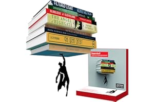 Invisible Hanging Metal Floating Bookshelf - Optical Illusion Wall Book Shelf for Kids and Men - Modern Small Black Wall Moun