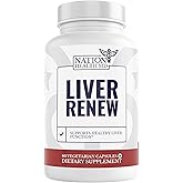 NATION HEALTH MD Liver Renew - Liver Cleanse Detox & Repair - Liver Support Supplement with Artichoke Extract, Milk Thisle, Dandelion and Turmeric (1 Bottle)