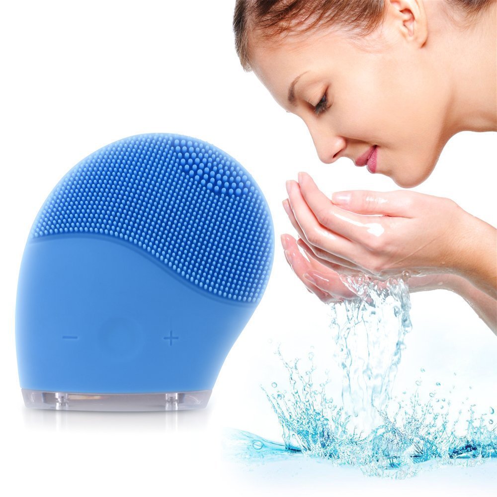 Facial Cleansing Brush - Electric Waterproof Silicone Face massager Anti-Aging Skin Cleanser and Deep Exfoliator - Makeup Removal Tool for Facial Polish and Scrub. 100% Satisfaction Guaranteed! in Pink or Blue (Pink)