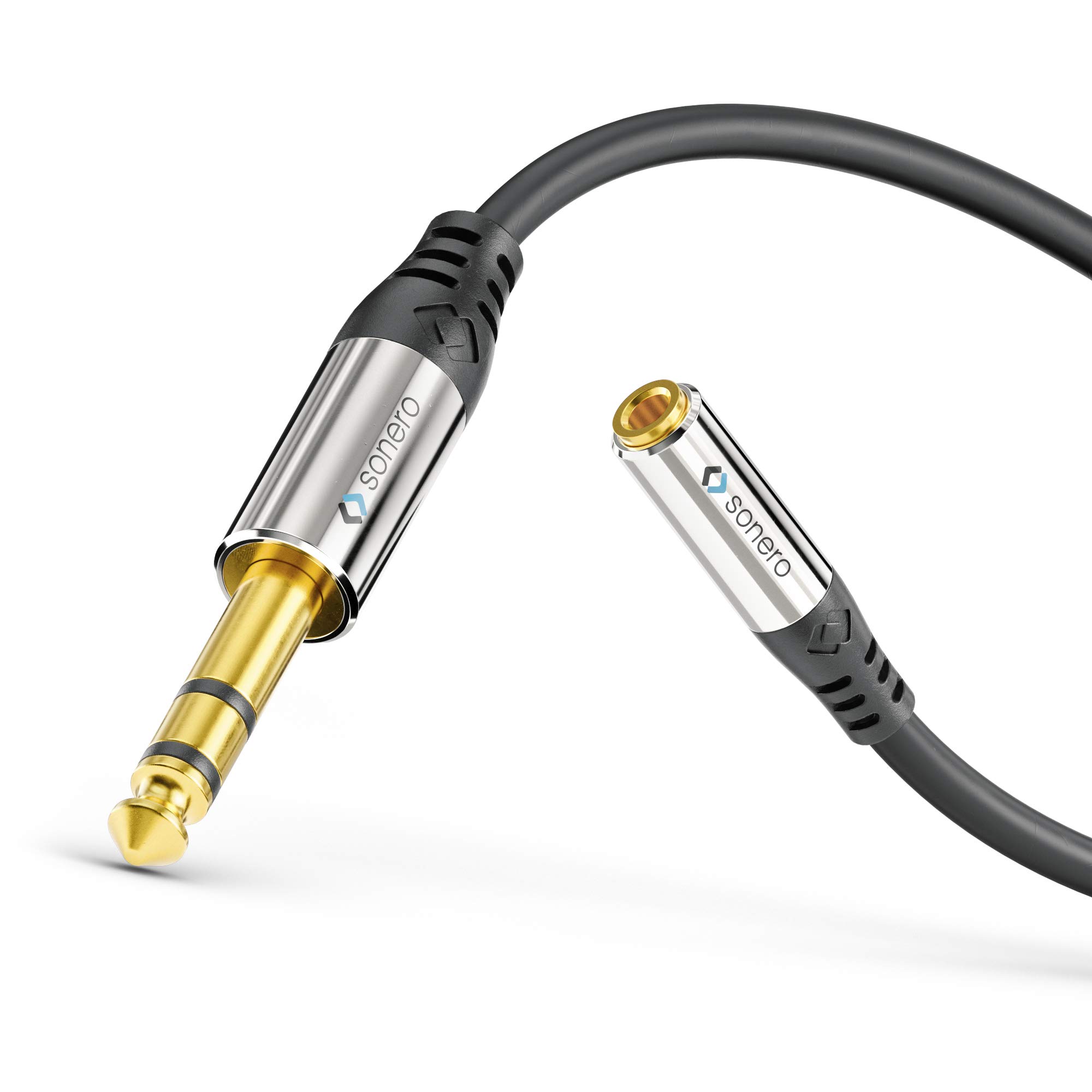 Sonero S-ACA006 Premium Headphone Adapter, 0.20 m, 6.3 mm Jack Plug to 3.5 mm Jack Socket, Black — image 1