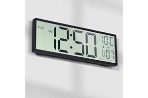 Mee 2ou Digital Wall Clock Battery Operated, 15" Digital Clock Large Display With Date And Day Of Week, Large Number Digital 