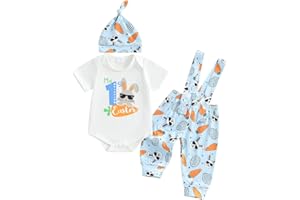 HYADRBLEBY My First 4th of July Baby Boy Outfit Newbon Infant 1st Fourth July Romper+Overall Pants+Hats 3Pcs Boy Flag Clothes