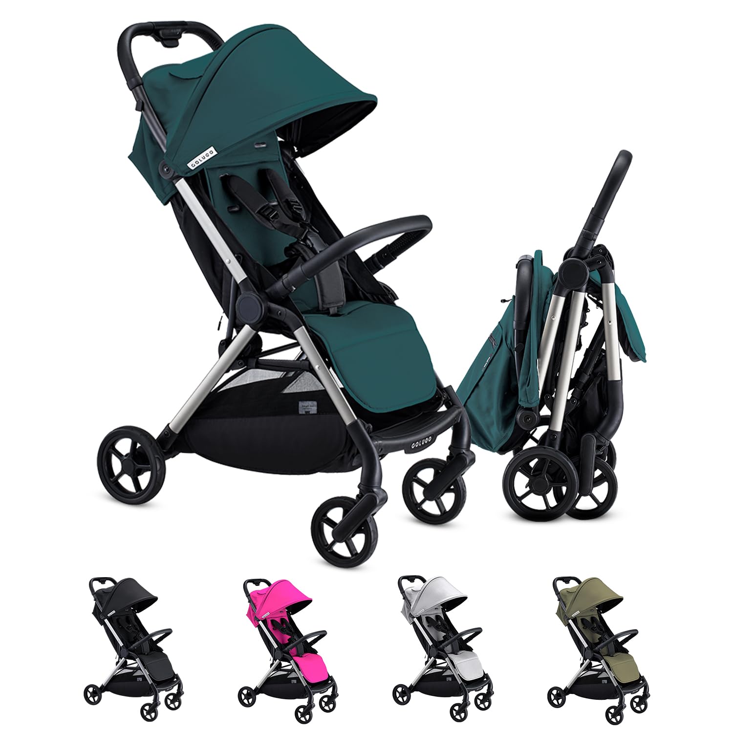 Colugo The One Stroller - Lightweight Easy Fold Compact Toddler and Baby Stroller for Travel, Large Storage Basket, One Hand Fold, Includes Raincover, Bumper Bar, Cupholder (Ponderosa Pine)