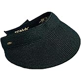 Scala - Sun Visor Hat for Women, Paper Braid, Wide Brim, UV Protection | For Summer, Beach, Golf &amp; Travel, Ponytail Hat, Breathable, Adjustable Hook &amp; Loop Closure, Lightweight, Hand-Washable
