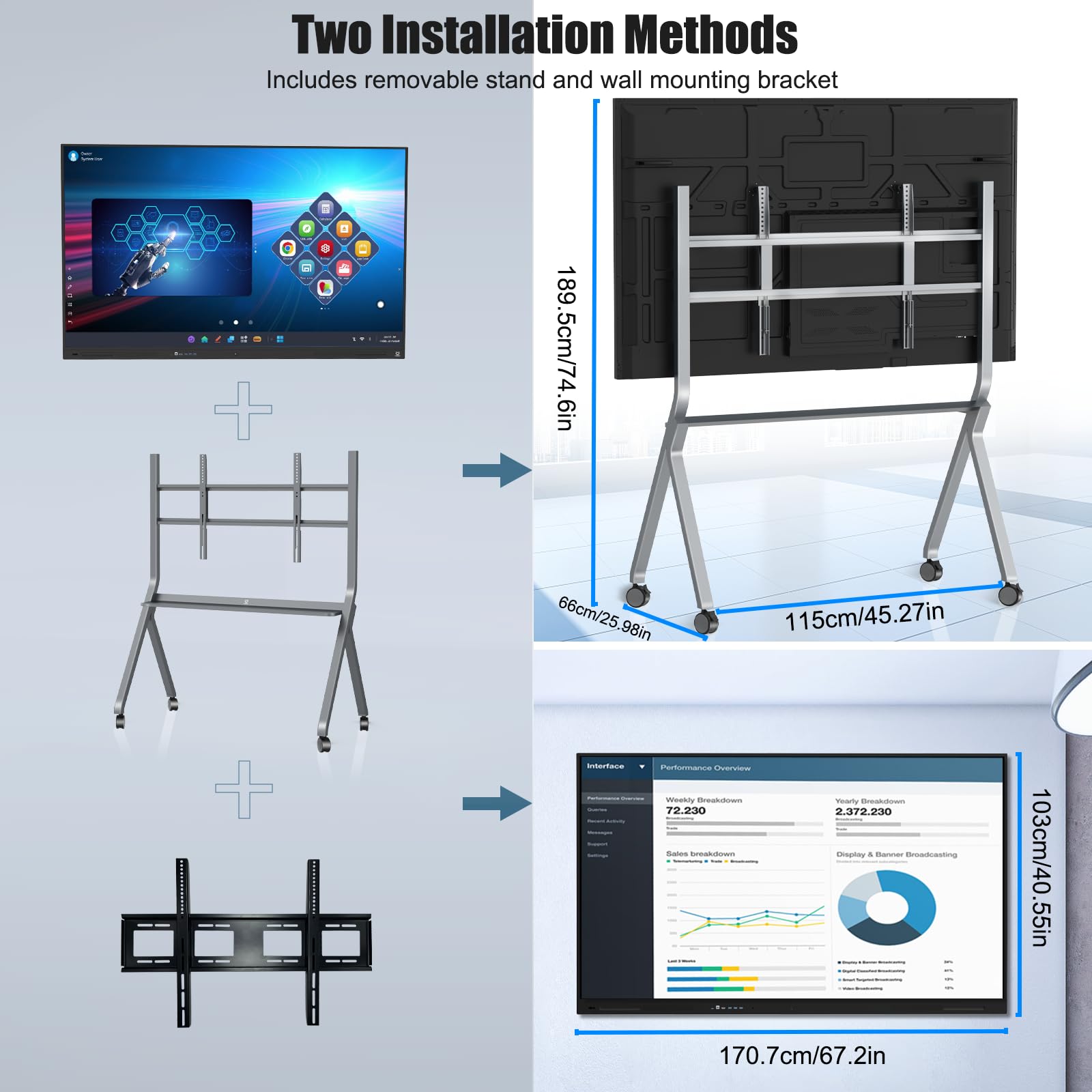 Mua LINGHUFOX 75 Inch Smart Board, 4K UHD Touch Screen Digital ...