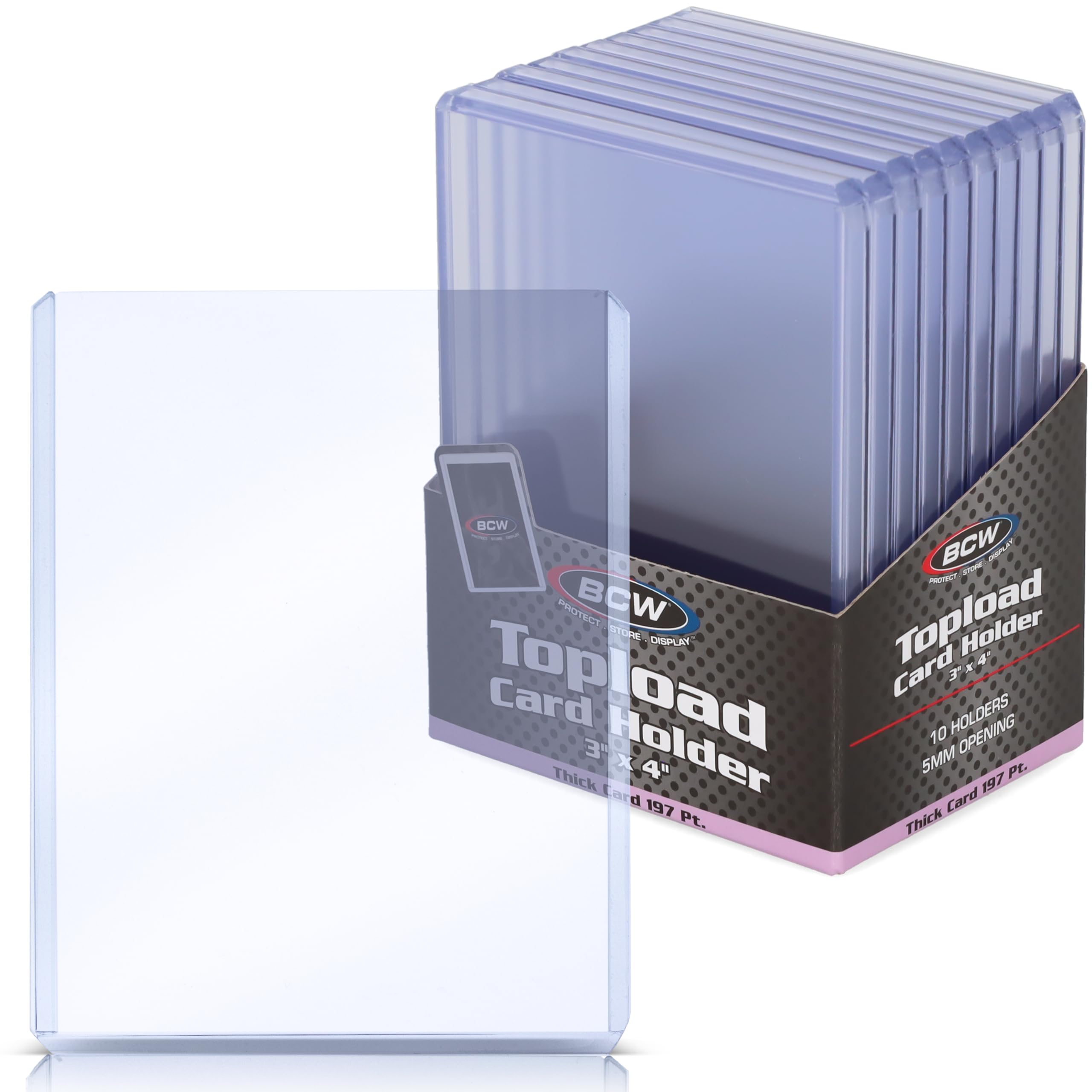 (10) BCW Brand EXTRA Super Thick Card Top Load for Baseball Cards (3 X 4 X 5 mm - Thick Card Topload Holder 197 Pt)