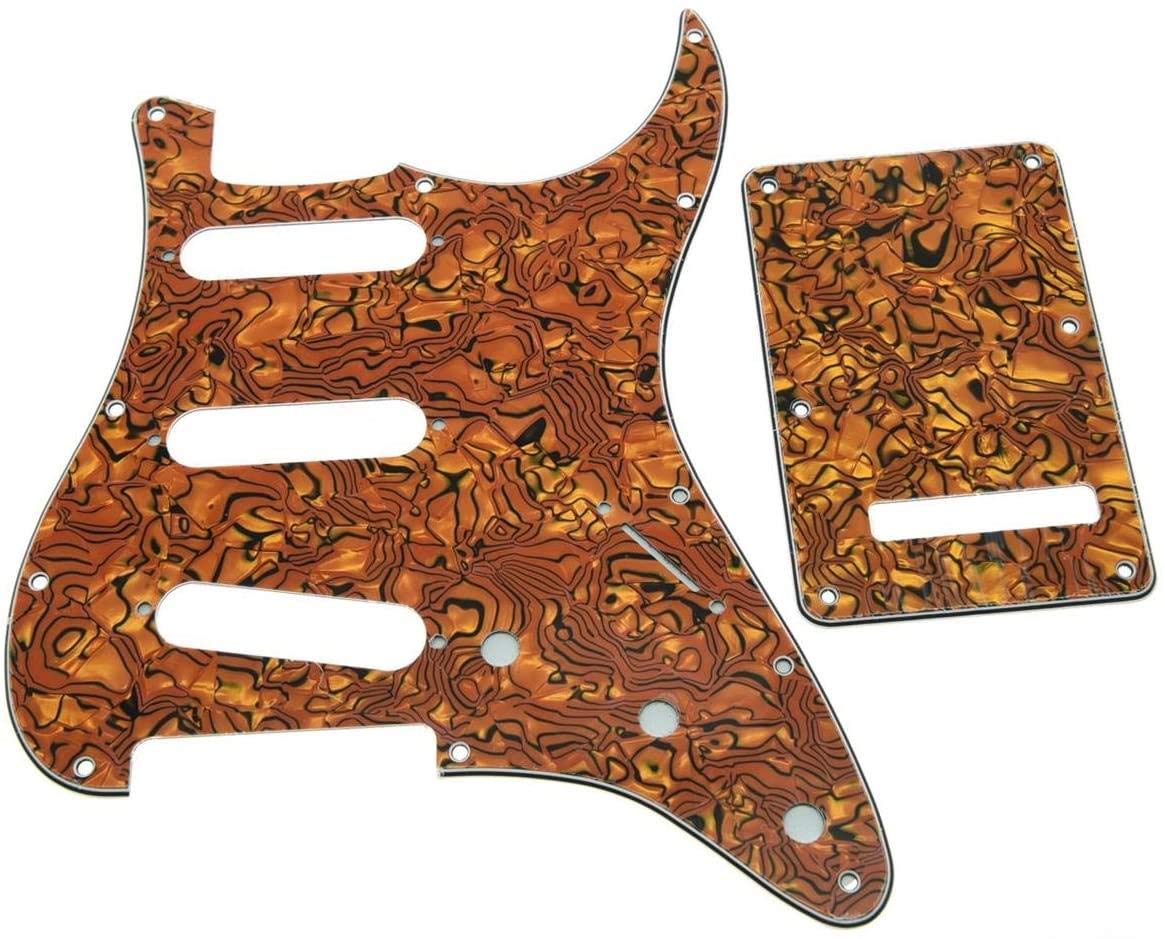 Dopro 11 Hole Strat SSS Pickguard ST Back Plate Trem Cover for USA/Mexican FD Strat Tiger Stripe