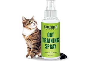 Colton's Naturals Cat & Kitten Training Spray Aid 3 in 1 w/Bitter - Cat Repellent Spray for Outdoor and Indoor USE- Furniture Protector- Anti Scratch- Make Boundaries - Cat Spray USA Made (8 OZ)