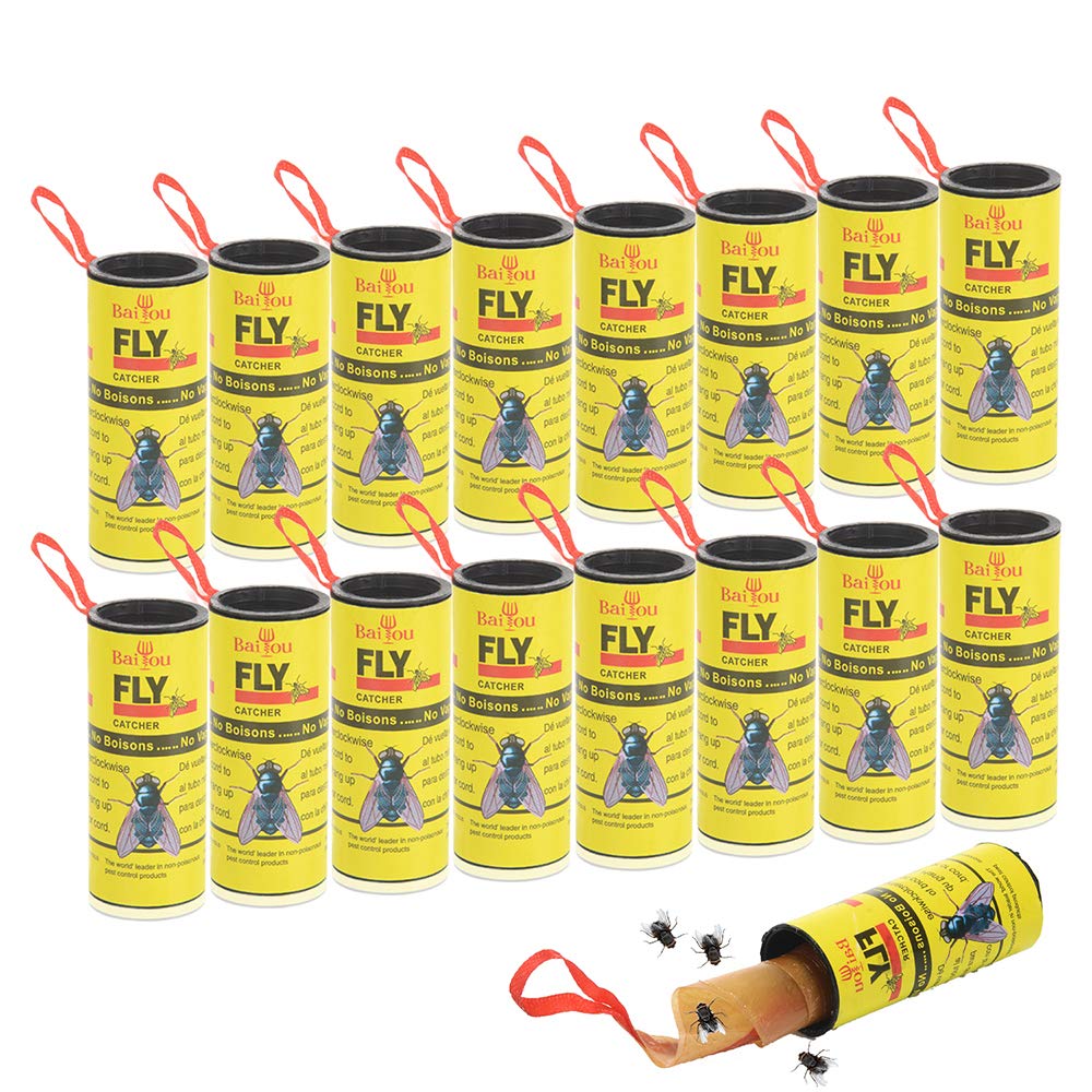 Fly Paper Fly Strips Fly Catcher Strips 16 Pack Sticky Fruit Fly Trap for House Indoor Outdoor Use