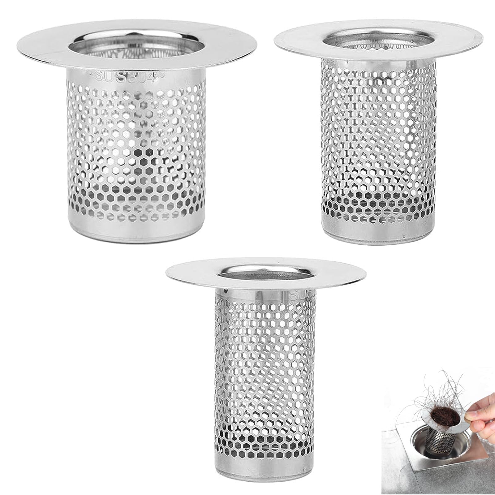 3Pcs Shower Drain Cover Sink Strainer, And Kitchen Hair Catcher Easy To Install And Shower Drain Bathtub Cover Hair Catcher