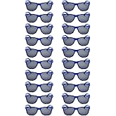QYVEWY 20 Pairs Bulk Sunglasses for Adult Retro 70s 90s Cheap Glasses (Blue)