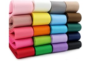 Midi Ribbon 1-1/2 inch Grosgrain Ribbon 20 Solid Color Assortment, 1.5" X 2 Yard Each, Total 40 Yds Per Package, Wide Ribbons Thick Fabric Ribbons for Crafts, Hair Bow Supplies