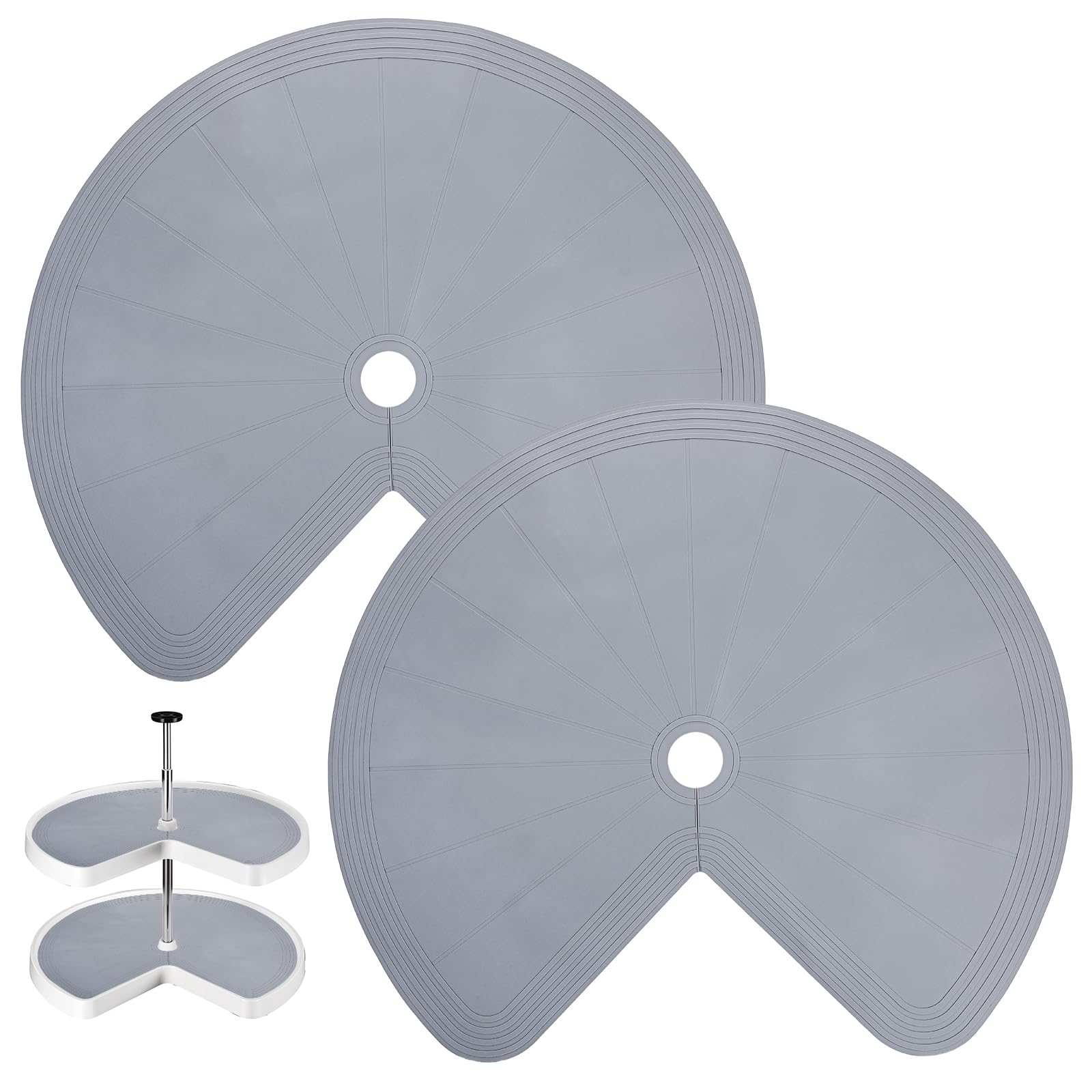 Photo 1 of 2 Pcs Lazy Susan Cabinet Liner, 27 Inch Non-Slip Silicone Mat for Kitchen Turntables, Heat-Resistant for Added Convenience, Gray