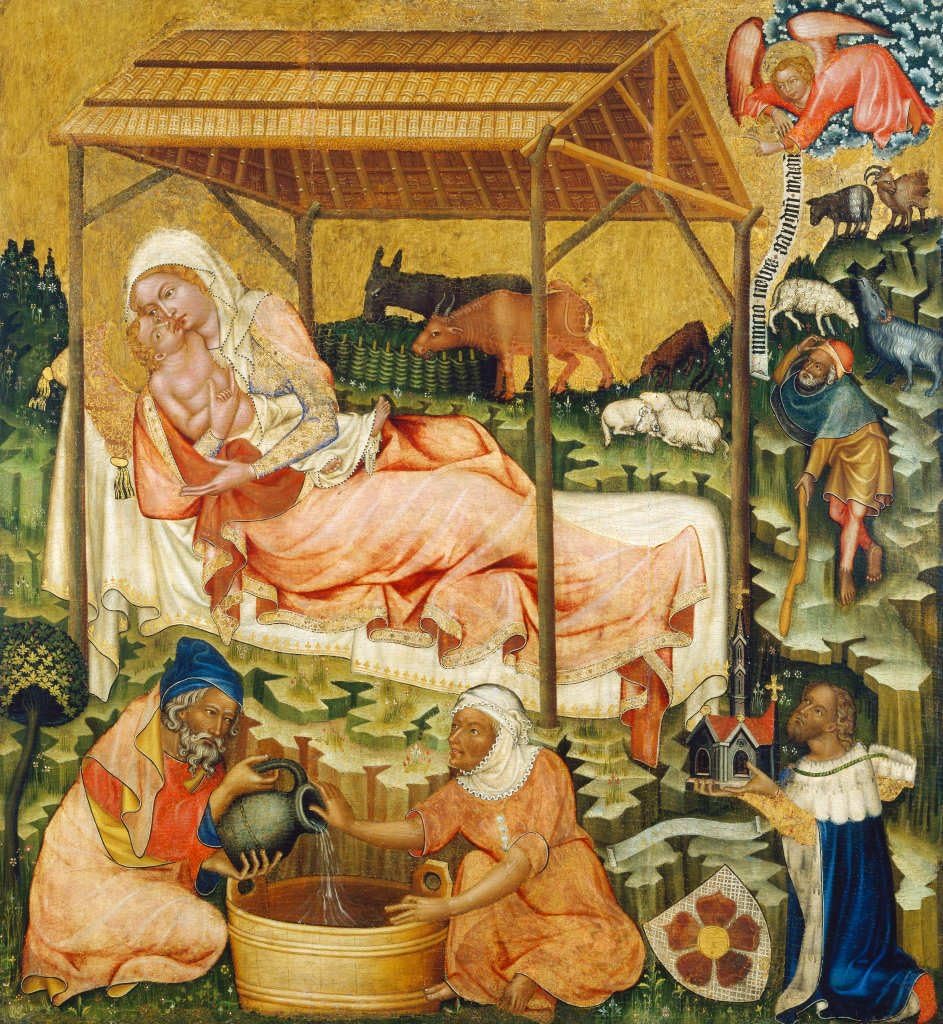 kunst f&uuml;r alle Art Print/Poster: Meister des Altars von Hohenfurth Die Geburt Christi Picture, Fine Art Poster, 27.6x29.5 inch / 70x75 cm