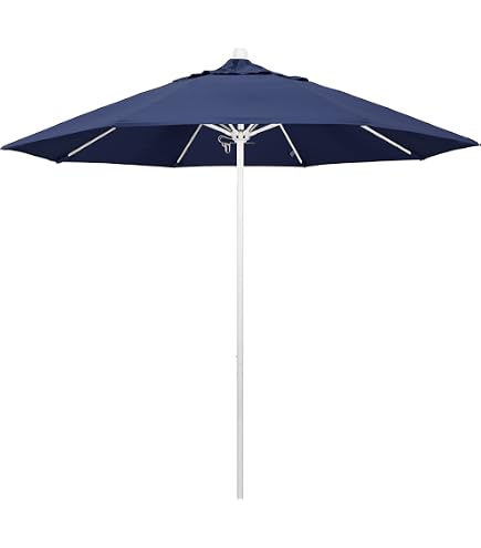 California Umbrella 9' Round Aluminum Market Umbrella, Crank Lift, Collar Tilt, White Pole, Royal Blue Olefin : Patio Umbrellas : Patio, Lawn & Garden