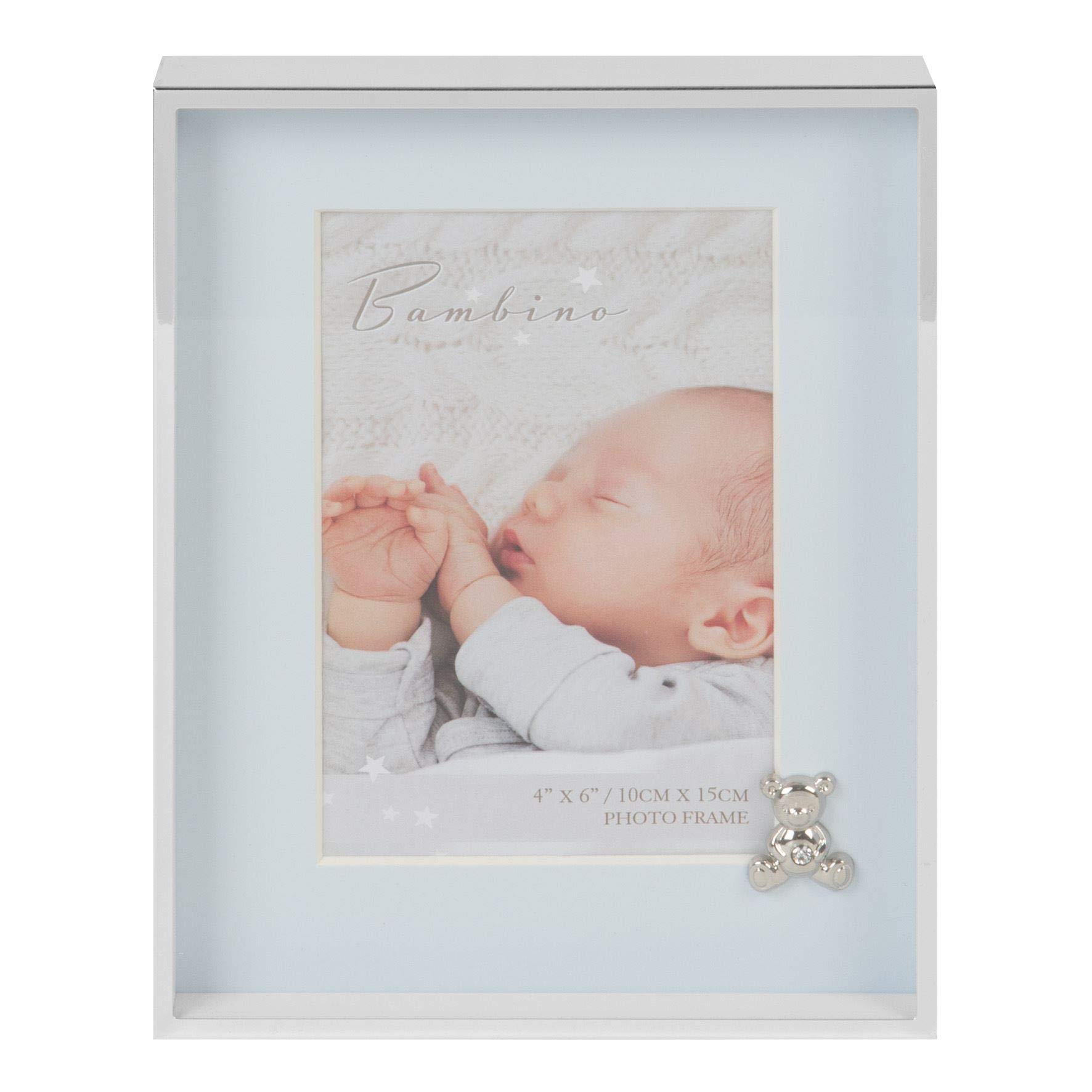 Bambino Silverplated Frame - Teddy w/Blue Mount 4' x 6'