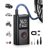 Powools Tire Inflator Portable Air Compressor, 150 PSI Cordless Mini Bike Tire Pump, Air Pump for Auto, Motorcycle, Bicycle,