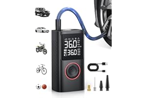 Powools Tire Inflator Portable Air Compressor, 150 PSI Cordless Mini Bike Tire Pump, Air Pump for Auto, Motorcycle, Bicycle, 