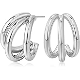 Stainless Steel Chunky Hoop Earrings for Women Statement Twisted Earrings Jewelry
