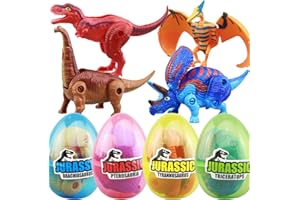 COFFLED 4 Pack Different Hatching Eggs Dinosaur Toys for 3+ Year Old Kids,Magic Egg that Hatch Dinosaurs Toy for Boy Girl Dino Fans,Deformation T-rex,Pterosaurs,Brachiosaurus,Triceratops(Random Color)