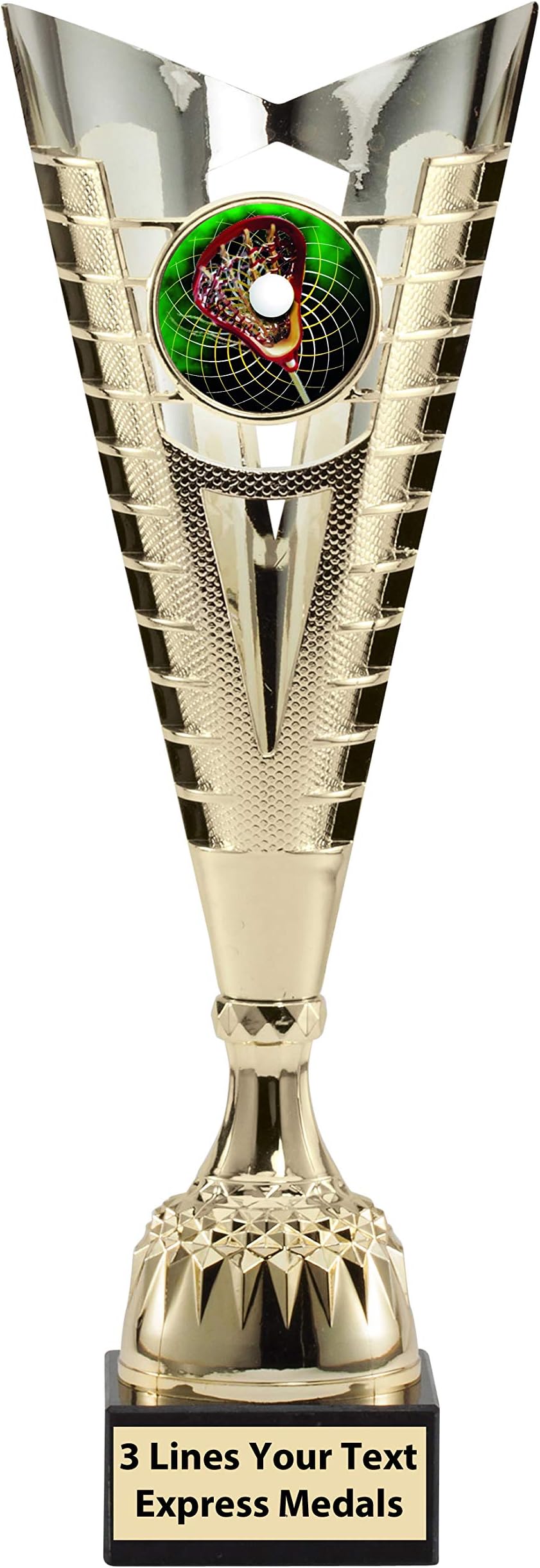 Express Medals Silver & Gold Lacrosse Plastic Trophy Cup Marble Base and Personalized Engraved Plate 504