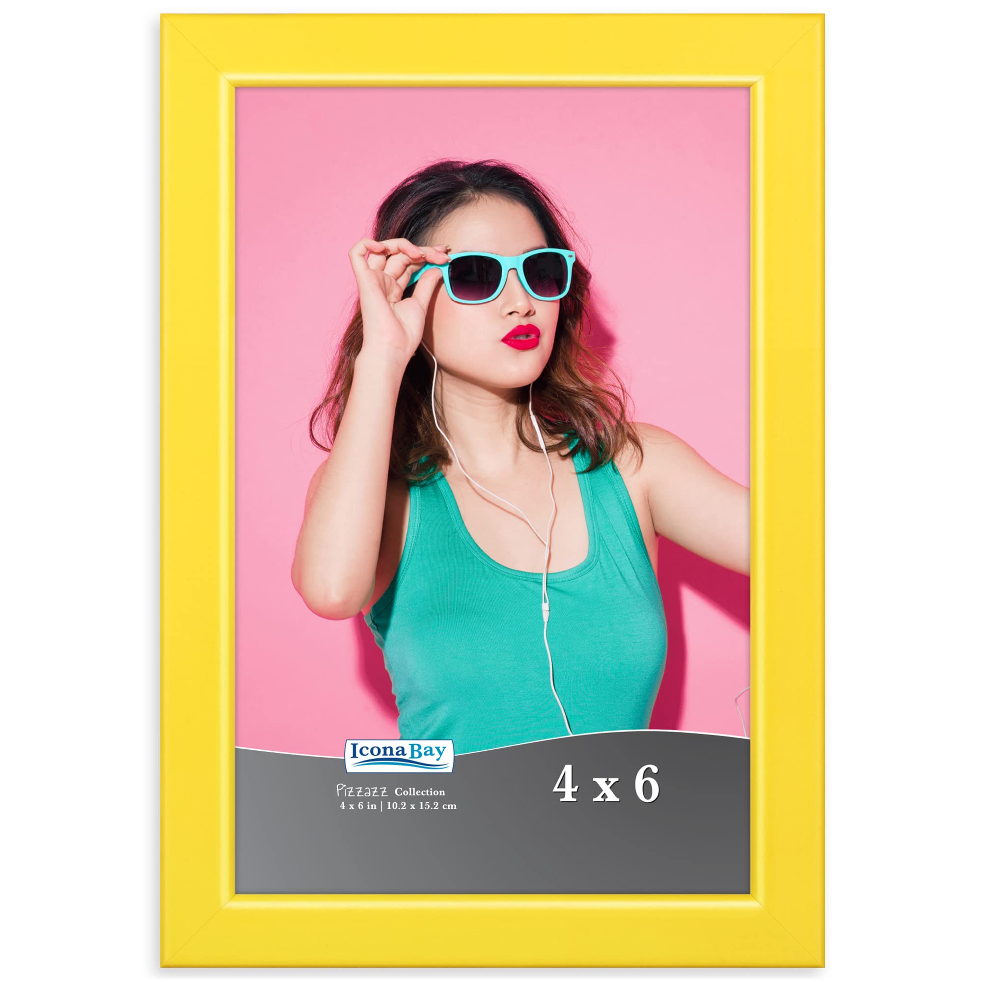 Icona Bay 6x4 Yellow Picture Frame, Colored Solid Wood Scandinavian Style Frame for Photo, Pizzazz Collection