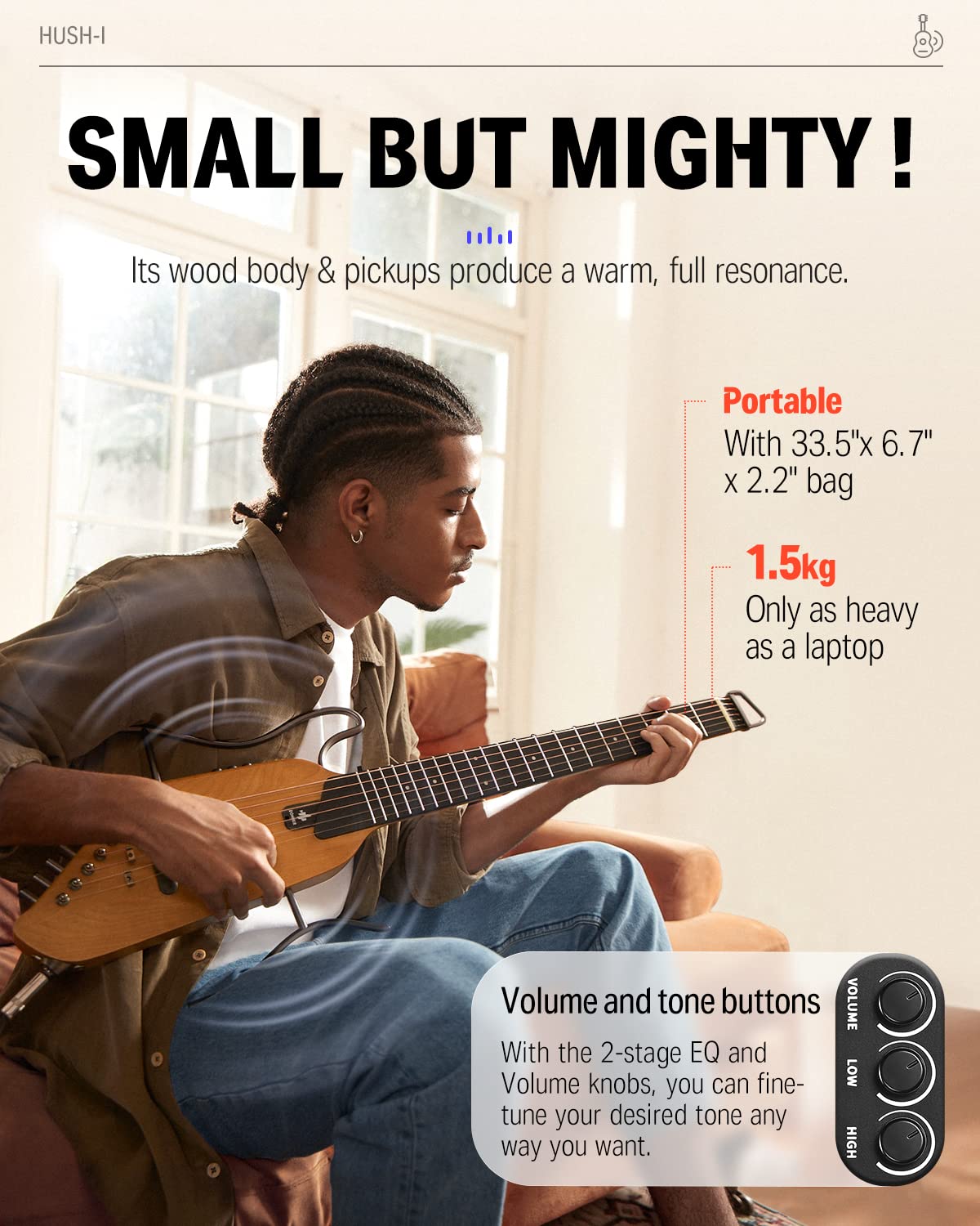 Mua Hush I Travel Guitar Portable Acoustic Guitar Quiet Performance