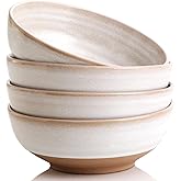 COIKZLY Handmade Ceramic Bowl Set of 4, 28oz - Ideal for Soup, Salad, Cereal, and Rice - Microwave Safe, Durable Clay Dishes - 6.3in