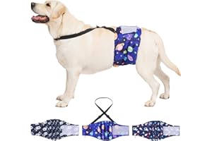 3 Pack Avont Dog Belly Bands Diapers Male with 1 Detachable Suspender, Reusable Washable Boy Doggie Pee Wraps with Harness, Separable Shoulder Strap Escape Proof & Non-Slip -Space Theme M