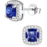 ChicSilver 925 Sterling Silver Birthstone Earrings for Women Square Diamond Earrings Cubic Zirconia Studs Earring for Women