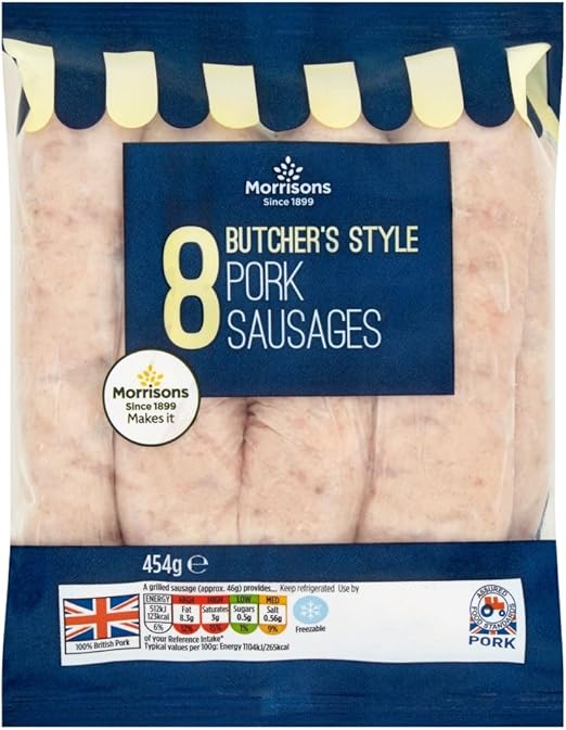 Morrisons Butcher's Style 8 Thick Pork Sausages, 454g Amazon.co.uk